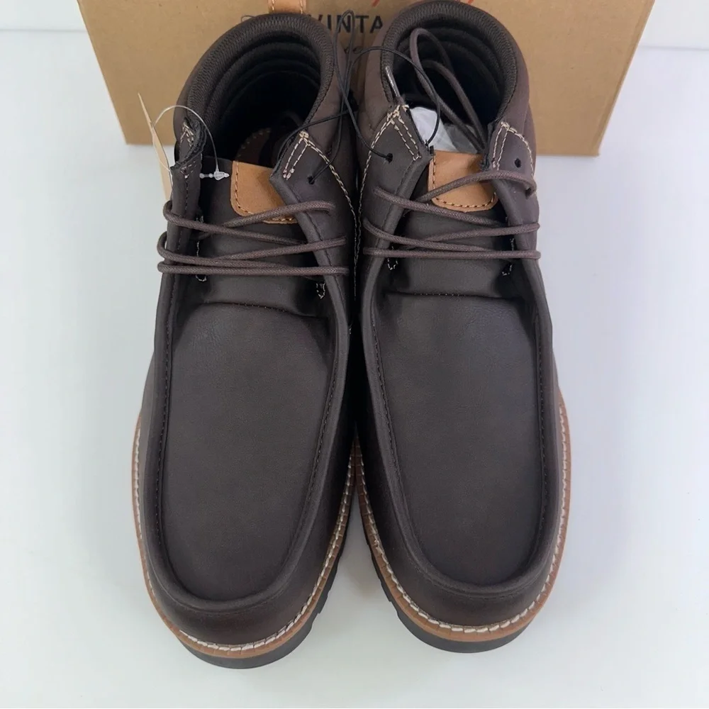 Weatherproof Vintage Men's Faux-Leather Chukka Boot Brown New chester lace